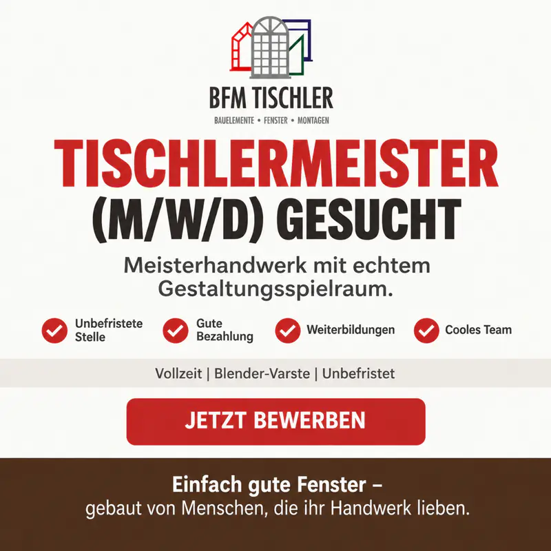 Anzeige fuer Tischlermeister (m/w/d) gesucht – BFM-Tischler GmbH, Blender-Varste