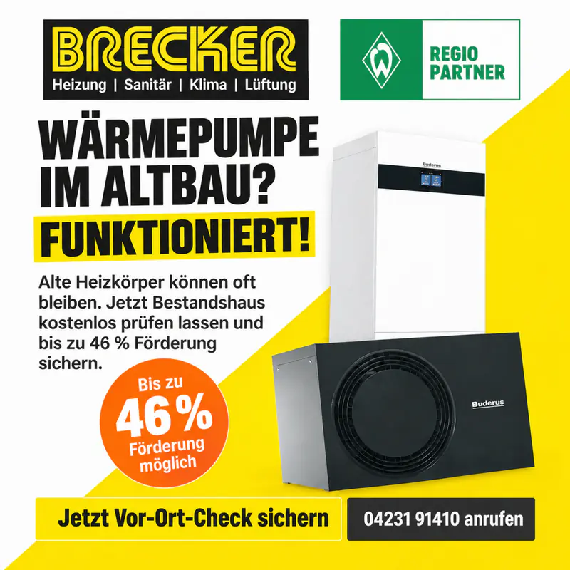 Anzeige fuer Wärmepumpe im Altbau? Funktioniert! – Brecker, Verden