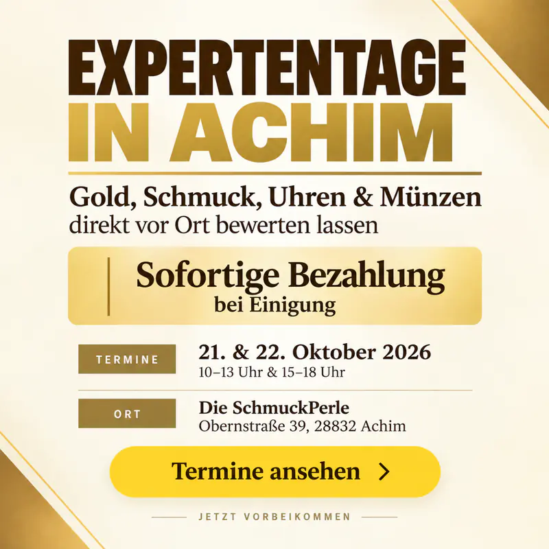 Anzeige fuer Expertentage bei Die SchmuckPerle in Achim – Ankauf gegen sofortige Bezahlung