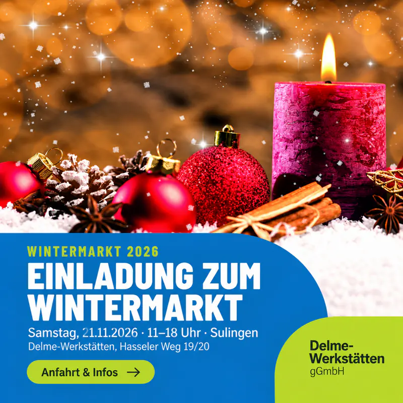 Anzeige fuer Einladung zum Wintermarkt 2026 | Delme-Werkstätten Sulingen