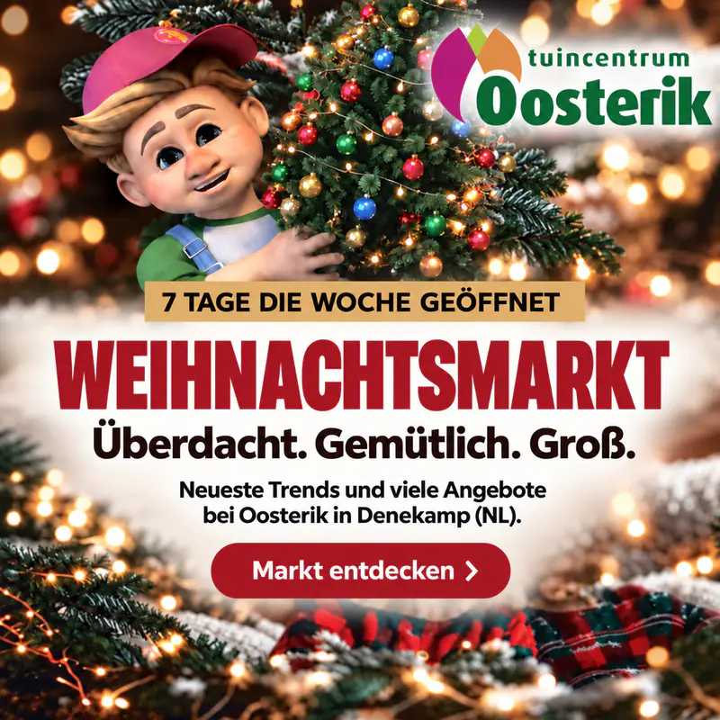 Anzeige fuer Weihnachtsmarkt im Gartencenter Oosterik in Denekamp (NL)