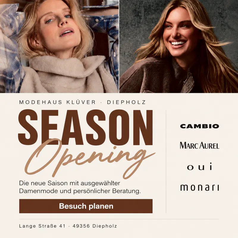 Anzeige fuer Season Opening - Modehaus Klüver, Diepholz