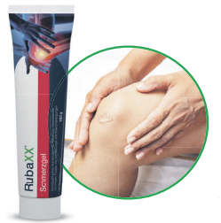 Hände am Knie mit leuchtend markiertem Schmerzpunkt