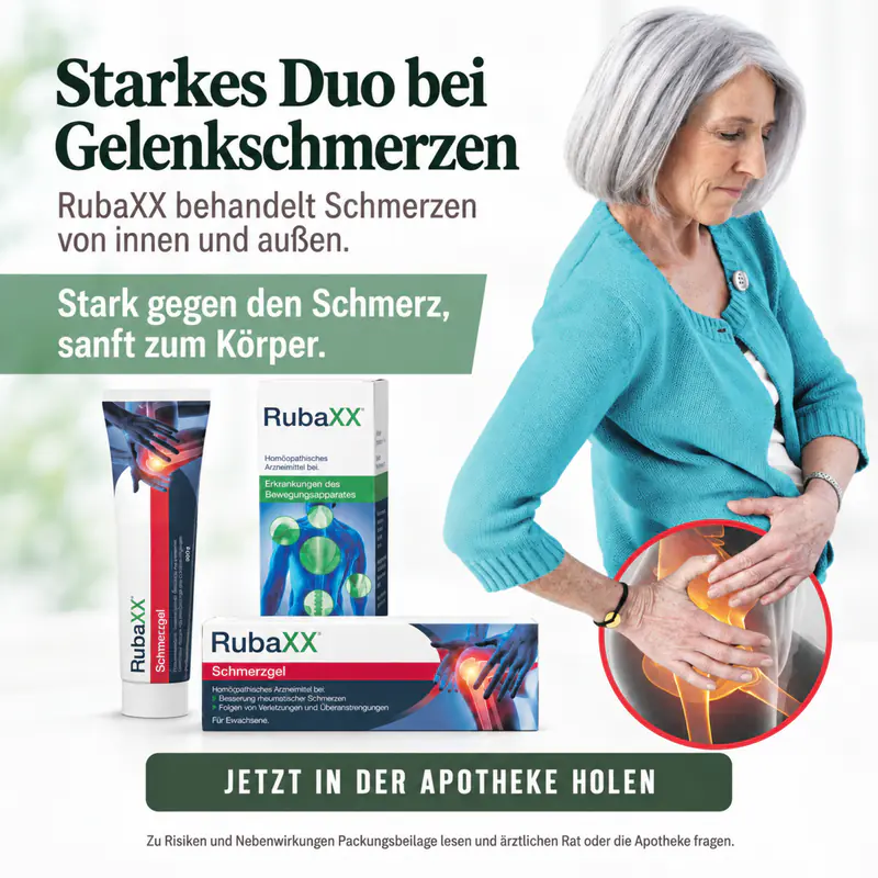 Anzeige fuer RubaXX Arzneitropfen & Schmerzgel – Starkes Duo bei Gelenkschmerzen