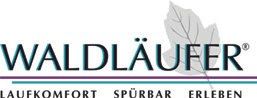 Logo der Marke Waldläufer mit Blatt-Symbol und Claim Laufkomfort spürbar erleben