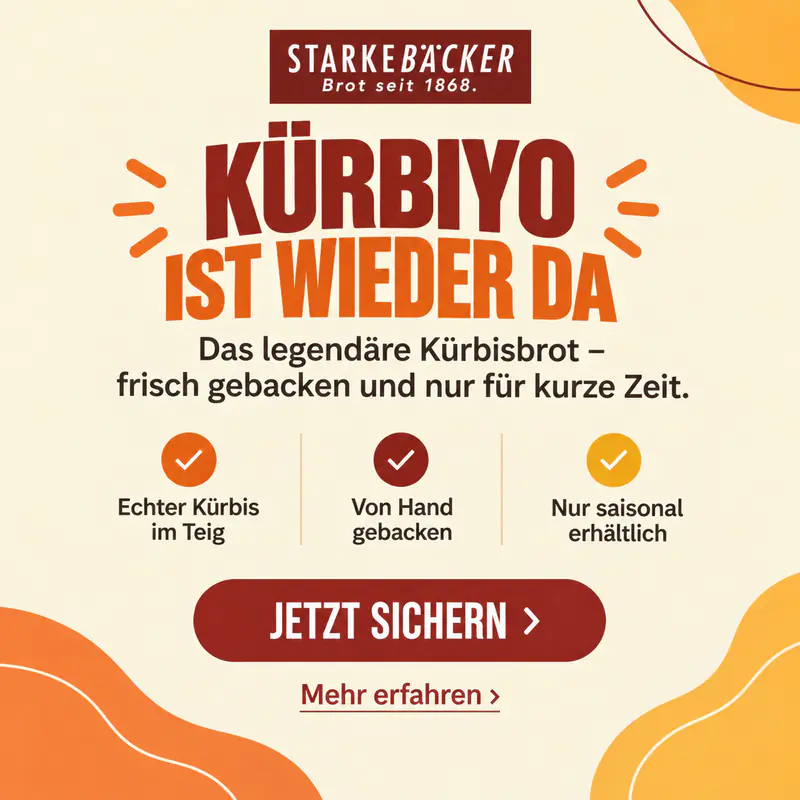 Anzeige fuer KürbiYO – unser legendäres Kürbisbrot ist wieder da | Starke Bäcker