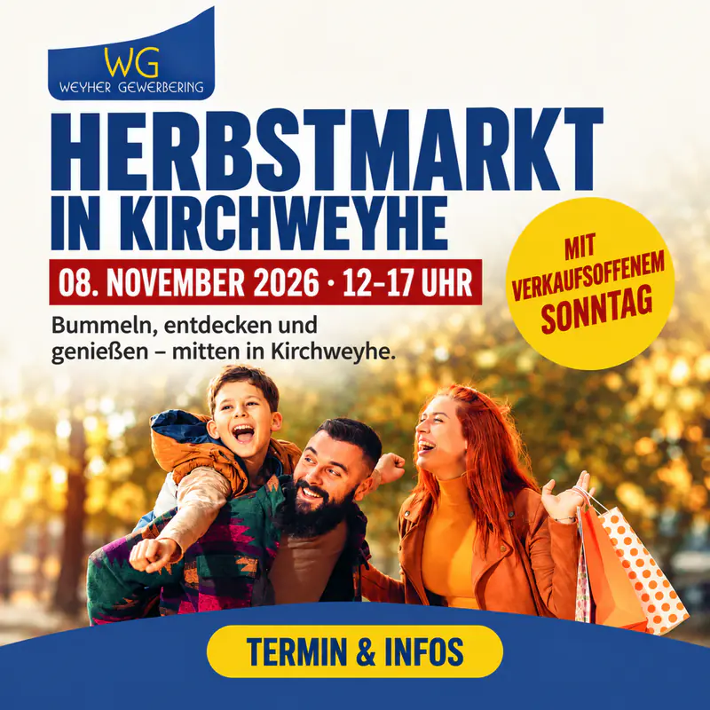Anzeige fuer Herbstmarkt in Kirchweyhe am 08. November 2026 | Weyher Gewerbering