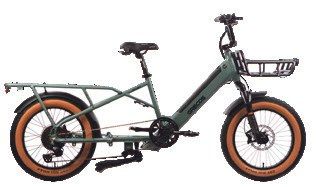 Grünes Grecos Pro Pack Lastenrad mit Frontkorb und Fat-Bike-Reifen